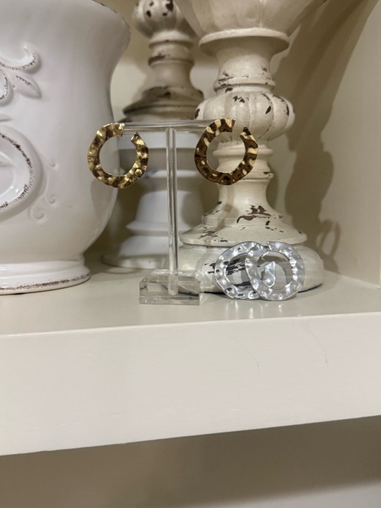 Jewelry - Set of 2 Hammered Open Circle/Hoop Earrings Silver and Gold Tone